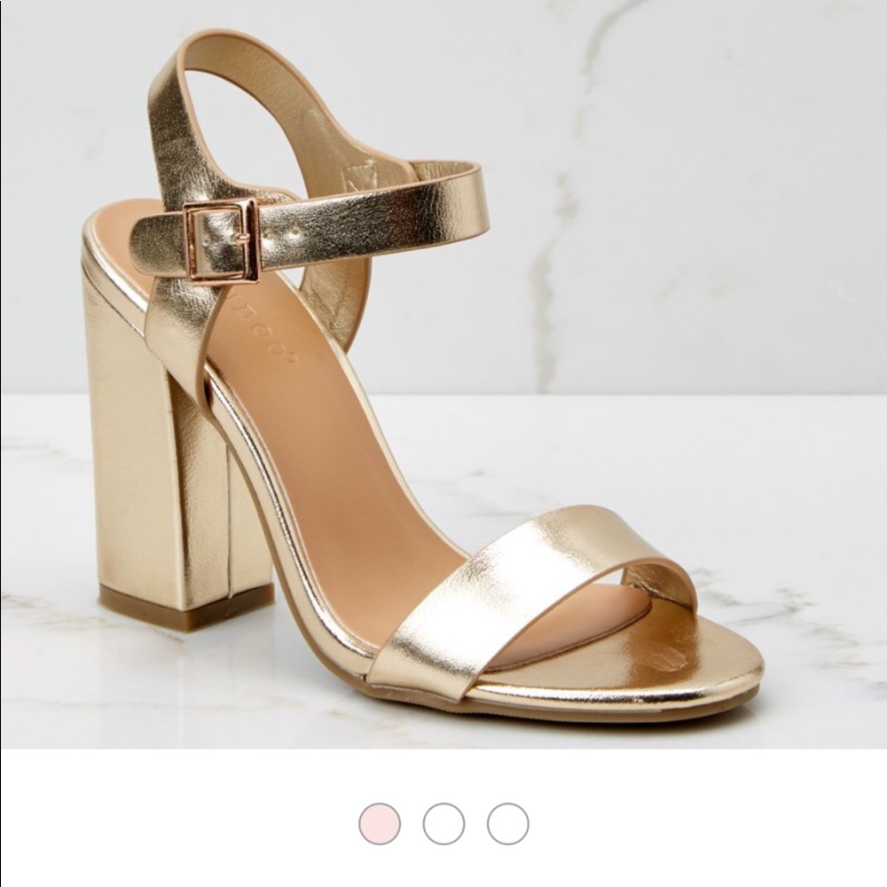 Metallic gold chunky heels